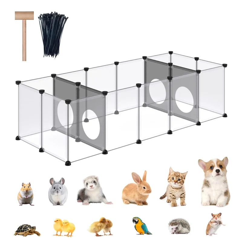 DINMO Enclos pour petits animaux — lapin, cochon d’Inde, hamster, 61,4 × 25,4 × 16,4 po
