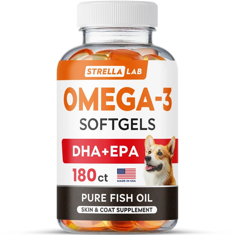 StrellaLab Oméga 3 pour chiens – Gélules sans odeur EPA + DHA