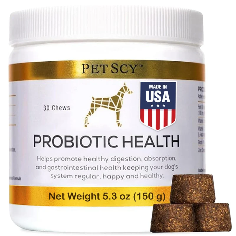 Petscy - Gommes Probiotiques pour Chiens | Digestion, Peau et Pelage, 30 Gommes