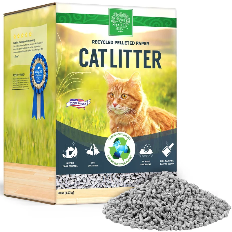 Litière en granulés de papier recyclé Small Pet Select — Non agglomérante, Faible poussière, Fabriquée aux États‑Unis, 20 lb