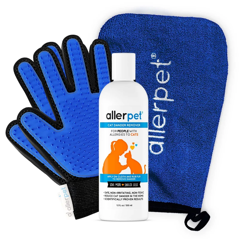 Allerpet Éliminateur de squames de chat – Gants offerts, réduction des allergènes, fabriqué aux États-Unis – 12oz