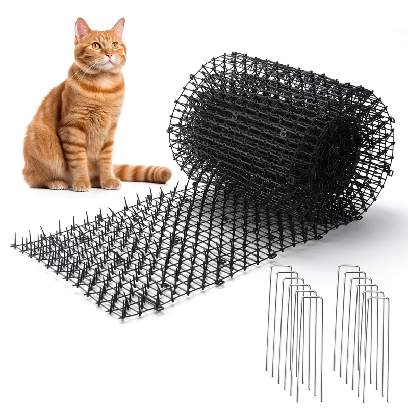 Hmyomina – Tapis anti-chats 13 ft avec pics et 12 agrafes de jardin