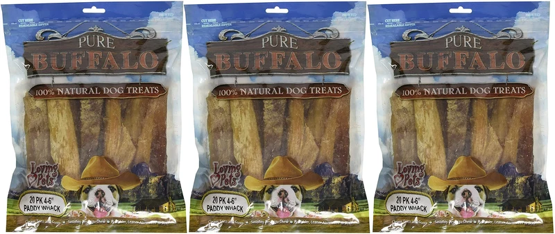 Loving Pets - Lot de 60 friandises tendon de dos de buffle pur, 4-6 pouces, ingrédient unique