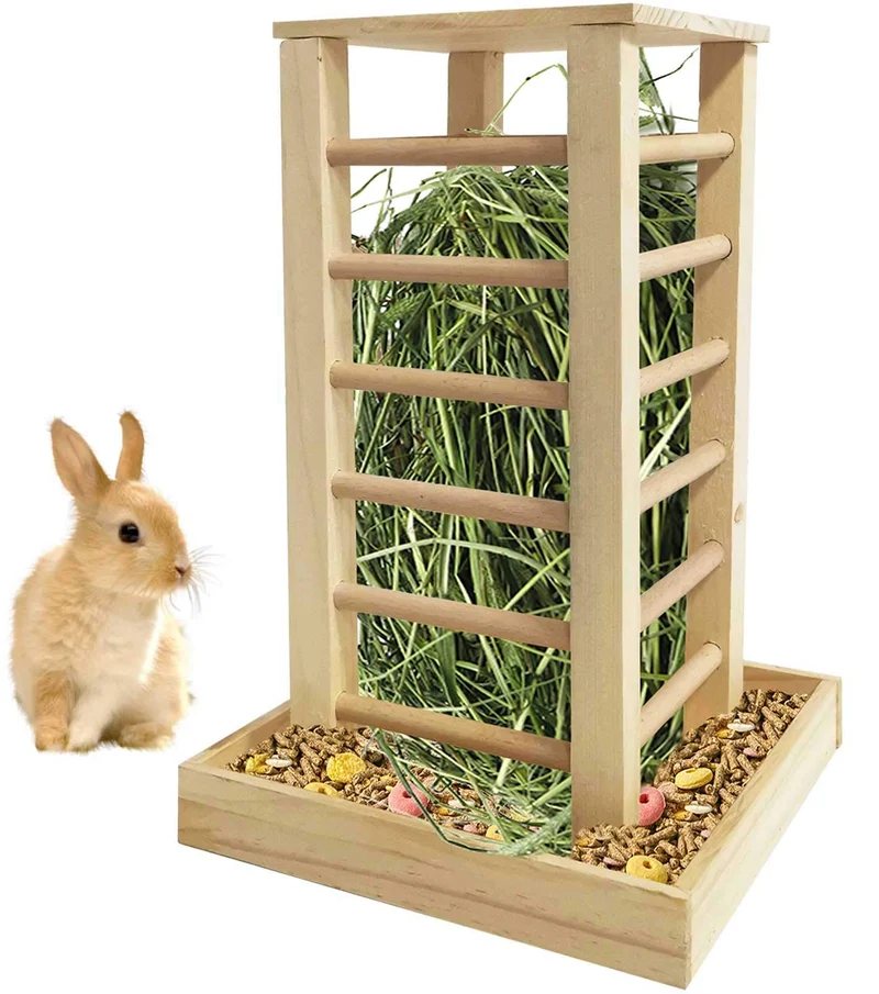 kathson distributeur foin en bois pour lapin — réduction des déchets et habitat naturel