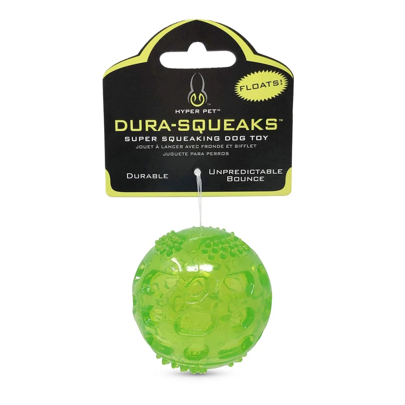 Hyper Pet DuraSqueak Balle pour Chien – Flottante, Cri et Jeu Interactif – 2,5 pouces Vert