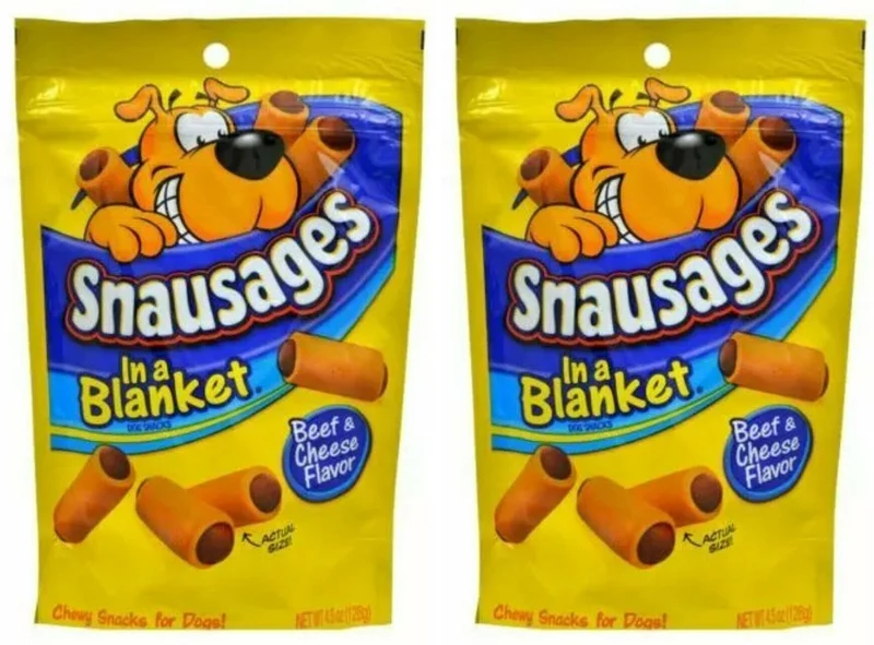 Friandises Snausages pour chien – Saveur bœuf et fromage – Lot de 2, 128 g