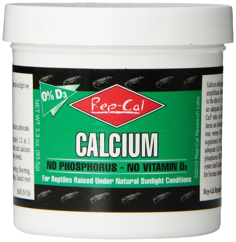 Rep-Cal 52298 Poudre de Calcium Sans Phosphore pour Reptiles et Amphibiens, Sans Vitamine D3, 4,1 oz – Blanc
