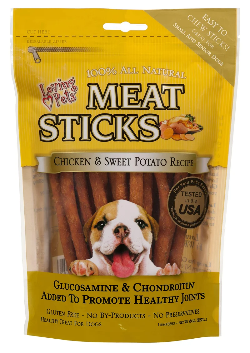 Loving Pets Bâtonnets Gourmets de Viande – Poulet et Patate Douce, Friandises pour Chiens, 230 g