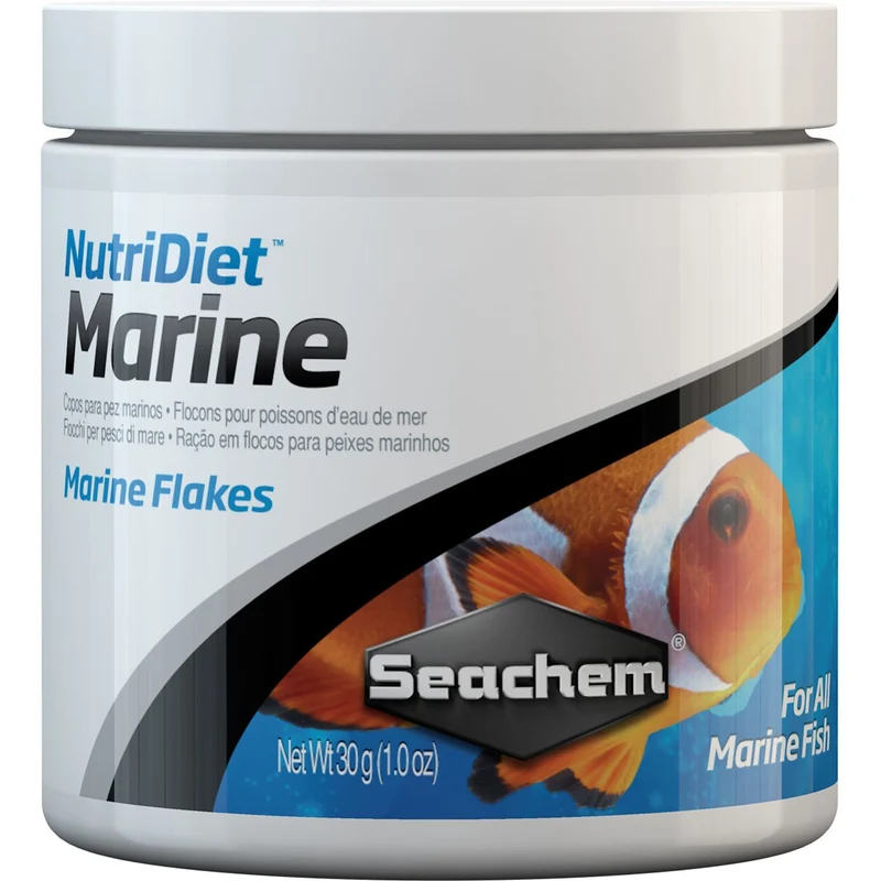 Seachem Nutridiet Flocons marins avec probiotiques – 30 g | Nourriture premium pour poissons marins