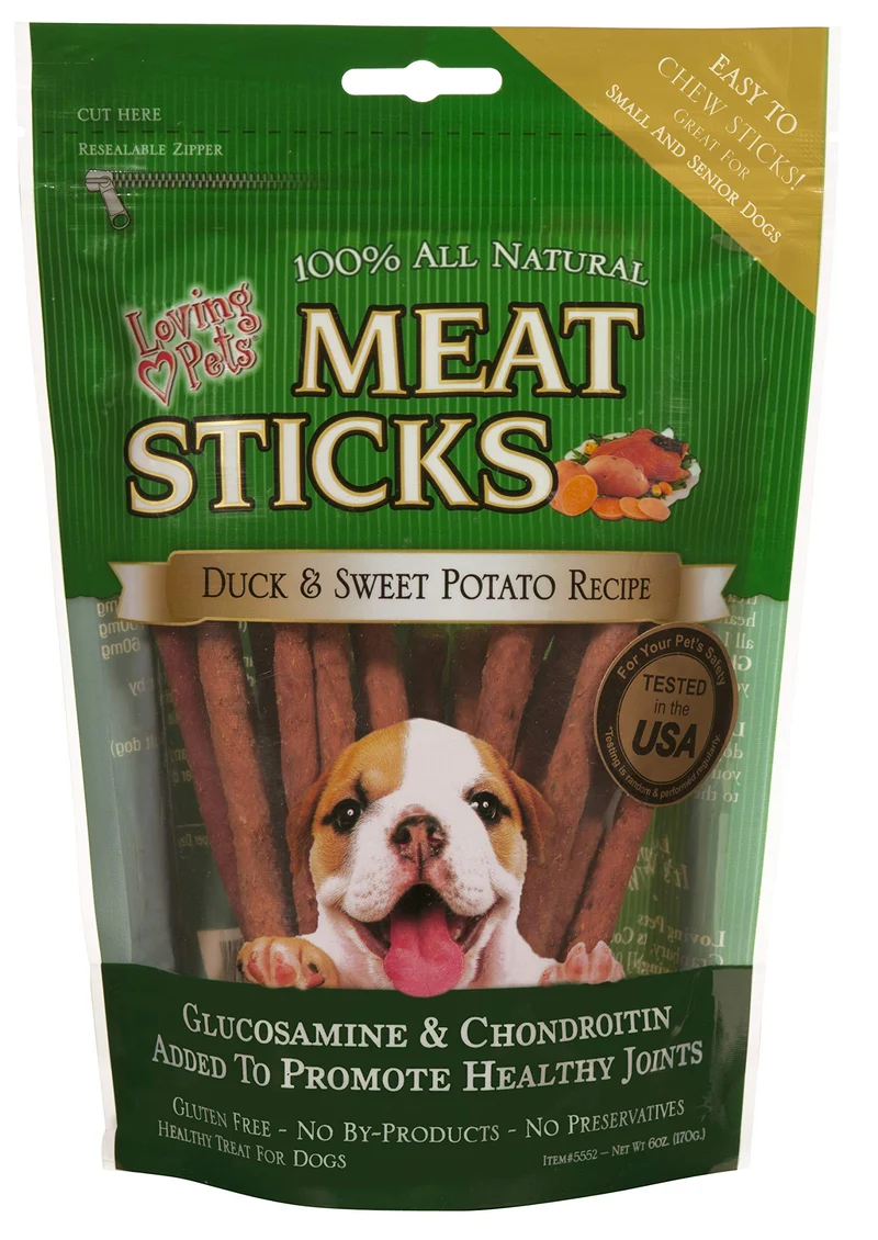Loving Pets - Bâtonnets de Viande au Canard et Patate Douce, Friandise pour Chien (170 g)