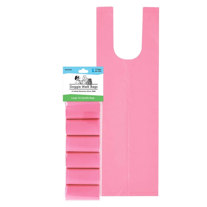 Doggie Walk Bags – Sacs Poubelle Grand Chien sur Rouleau, 72 Pièces, Poignées à Nouer, Parfumés, 5,5 x 5,5 x 17 po