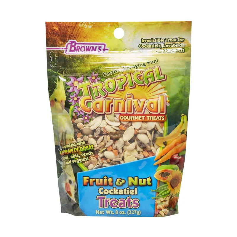 F.M. Brown's Tropical Carnival – Friandises fruits et noix pour calopsittes et petits oiseaux – 8 oz