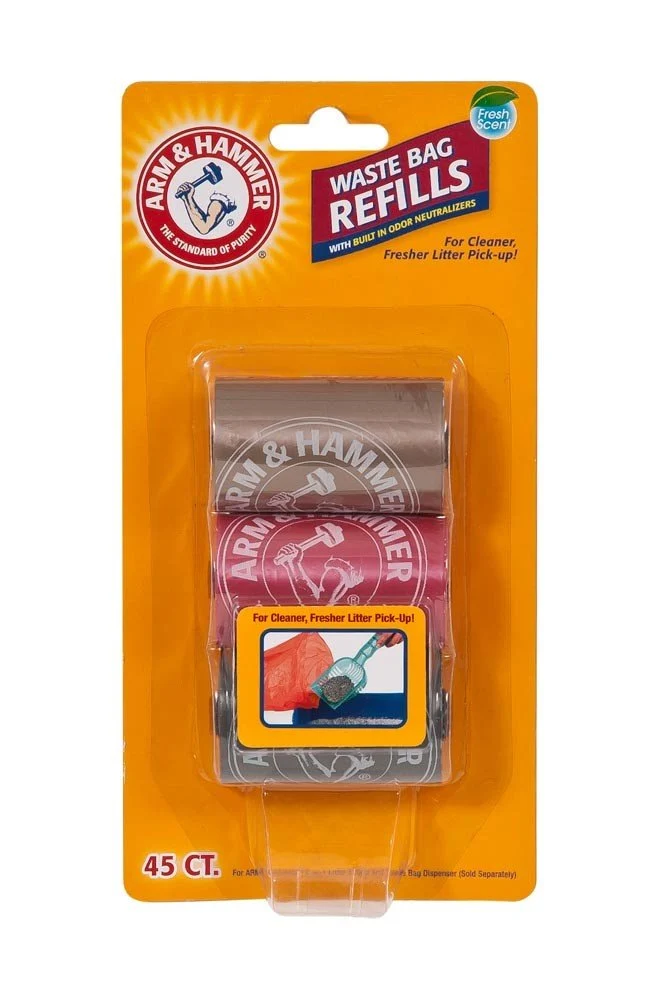 Arm & Hammer 2-en-1 Pelle à Litière et Recharges de Sacs – Contrôle des Odeurs avec Bicarbonate Actif, Parfum Frais – Lot de 3