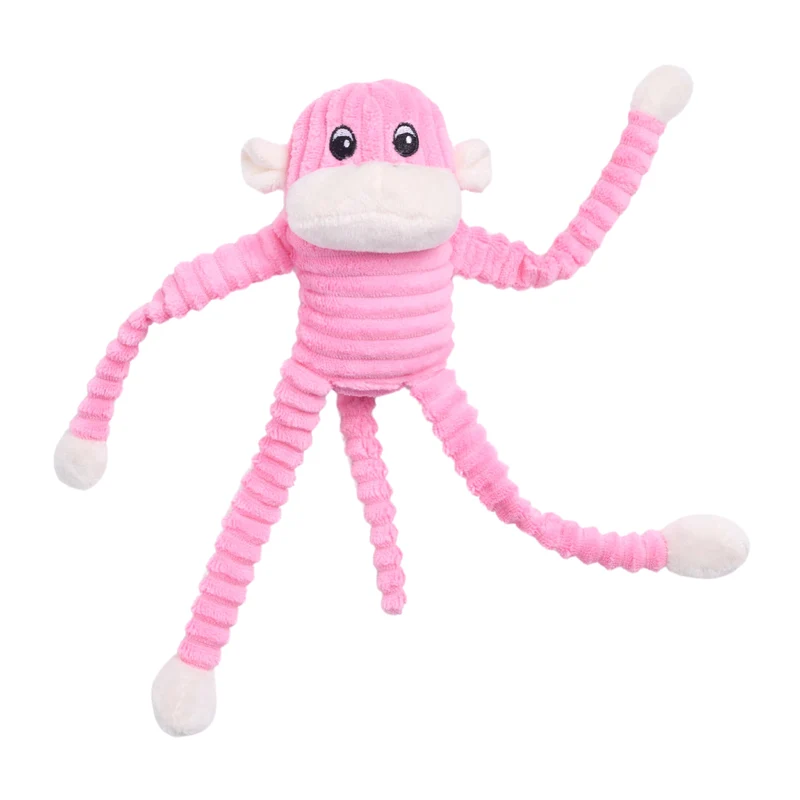 ZippyPaws Crinkle Monkey — Jouet interactif pour chien crissant (Petit, Rose) | Peluche pour petits et moyens chiens