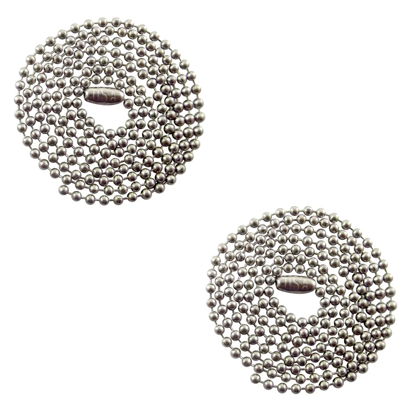 Tag-Z Chaînes à billes en acier inoxydable 30 pouces – 2,4 mm – Colliers identificateurs militaires