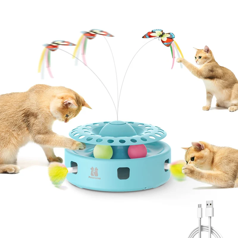 Potaroma Jouet Chaton 3-en-1 – Interactif et Automatique (Bleu)