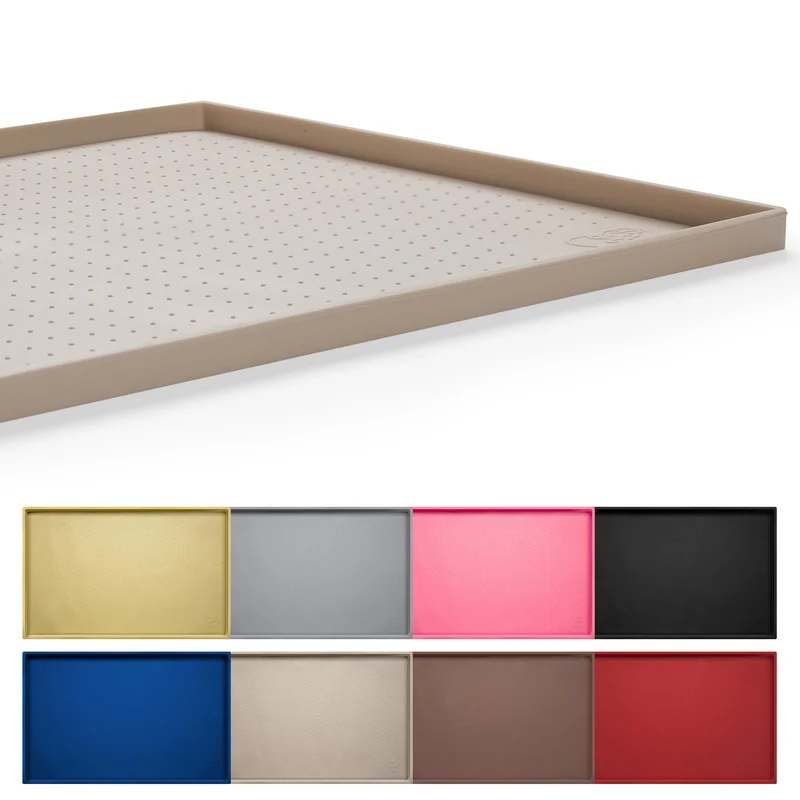 Hubulk Tapis Alimentaire pour Chien – Silicone Alimentaire, Bords Élevés, Anti-Débordement, Taupe 28x18