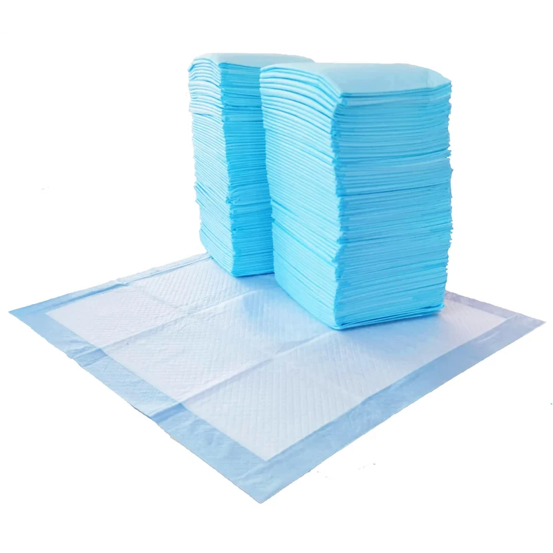 Amazon Basics Tapis Pipi Chiots – 5 Couches Imperméables, Surface Sèche Rapide, 22 x 22 pouces, Bleu et Blanc, Lot de 100 pièces