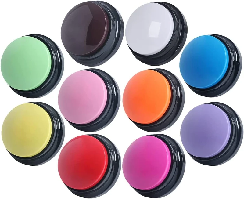 PELTEFLU Bouton d’enregistrement vocal – 30 secondes, interactivité animale, cadeau – 10 couleurs (café et blanc)
