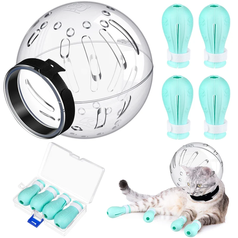 LEIFIDE Museau de chat réglable et protège-pattes – Toilettage et bain