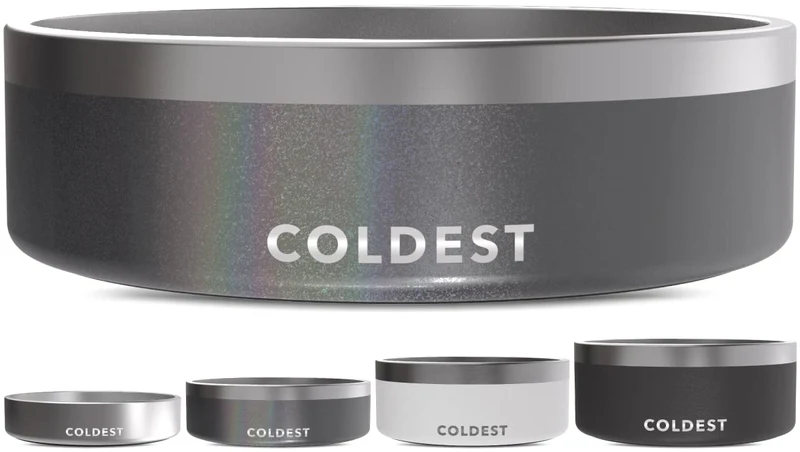 Bol Coldest Water pour chien - Inox anti-rouille, triple isolation, anti-dérapant et anti-déversement (42 oz, Stardust Glitter)