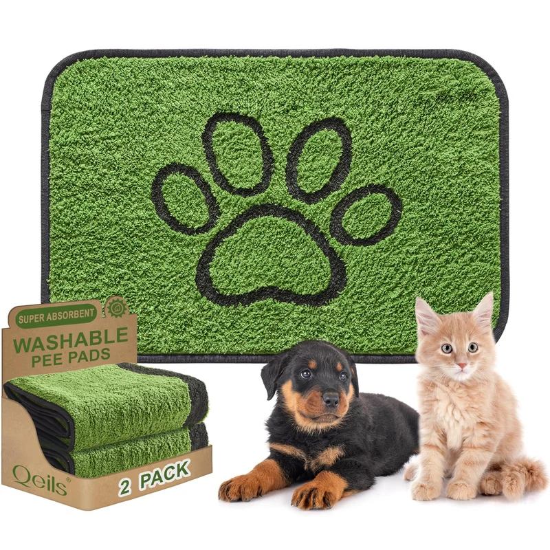 Qeils Tapis Chien Réutilisables – 2 Pack Ultra Absorbants et Anti-Fuites, 24x36 pouces