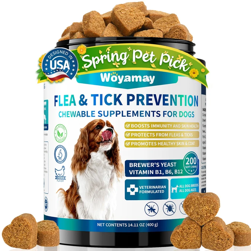Woyamay – Prévention naturelle puces et tiques pour chiens | Friandises molles, 200 pièces