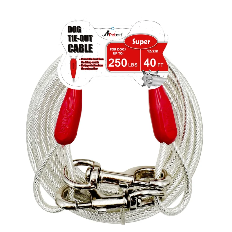 Petest Câble d’attache 40 pieds pour chiens jusqu’à 250 lb – Réfléchissant et Durable