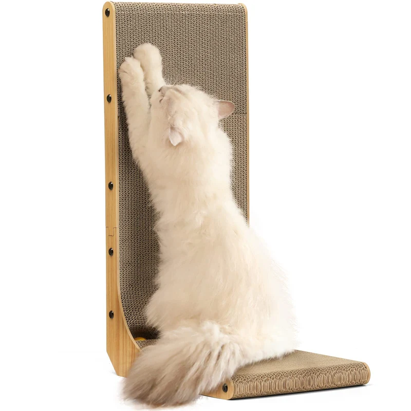 FUKUMARU Grattoir pour chat – Planche murale en forme L, 26,8 po, grand format