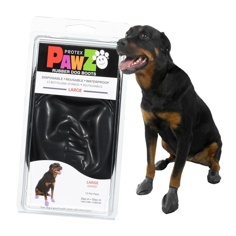 Bottes en caoutchouc Protex PawZ pour grandes pattes – Étanches tout temps et anti-dérapantes – Pack de 12
