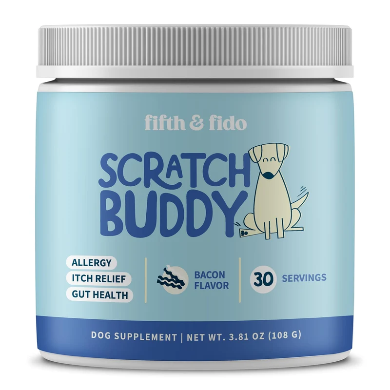 Fifth & Fido Scratch Buddy Poudre Allergie Chiens – Soulagement Démangeaisons et Peau Saine, Saveur Bacon