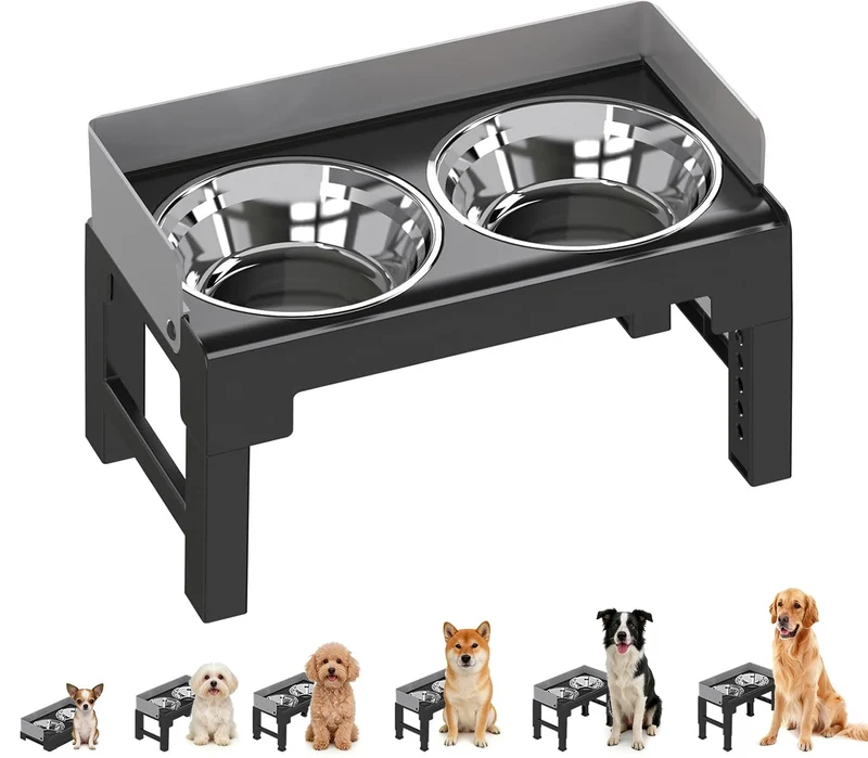 PAKEWAY Gamelles Élevées pour Chiens – Hauteur Réglable, Anti-Débordement