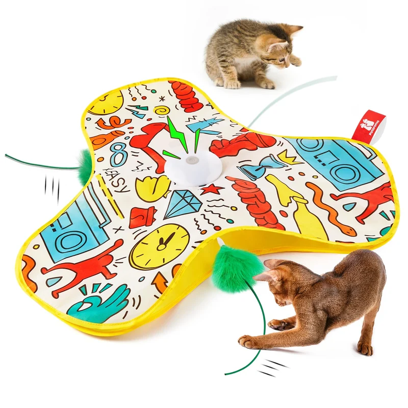 Potaroma Jouet Chat Plume Interactif – Cache-plume, Déplacement et Recharge USB
