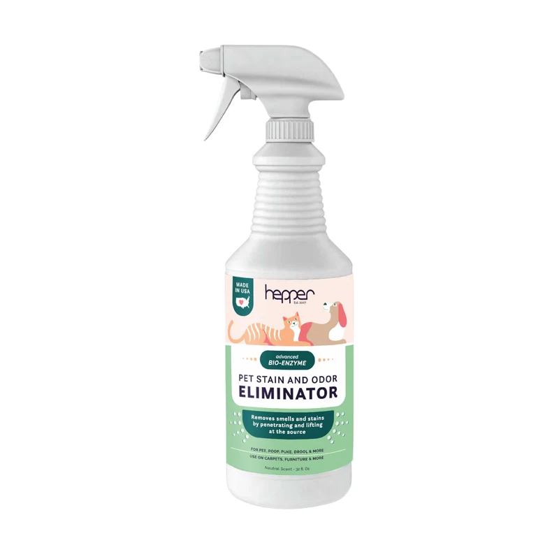 Hepper Advanced Bio-Enzyme – Éliminateur de taches et d’odeurs pour animaux (chiens, chats et autres) – Spray 32 oz – Neutre