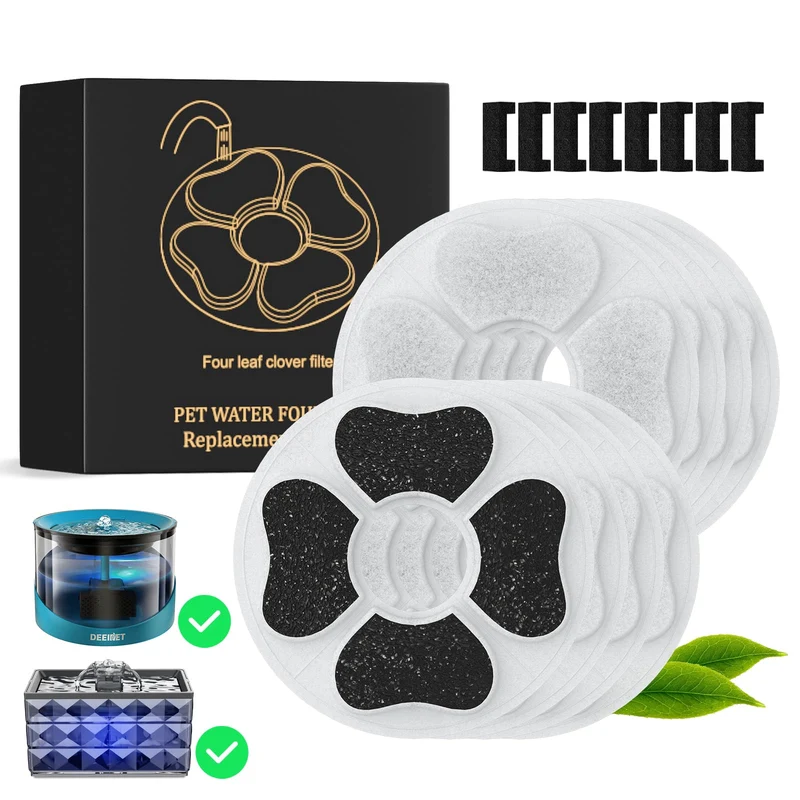 DEEIPET – 8 Packs de Filtres et Éponges de Rechange pour Fontaine d'Eau Animaux 74oz/135oz