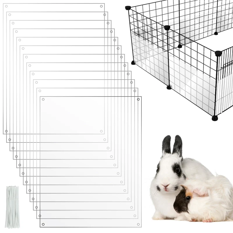PETKNOWS 12 Protège-Bords de Cage – Protection transparente pour lapin et cochon d’Inde, 11,8 × 9,8 pouces