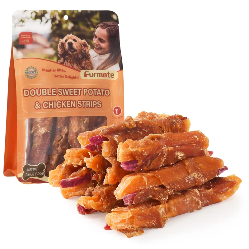 Furmate - Friandises Chien Wrap Poulet & Patate Douce Double, Faible Gras, Sans Cuir, 300 g