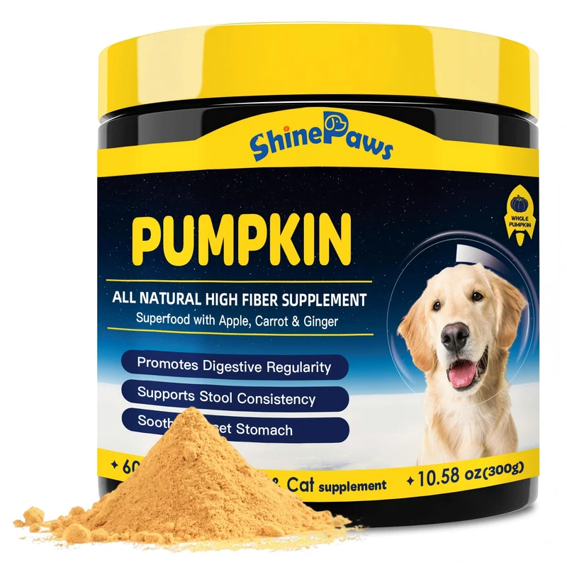SHINEPAWS Poudre de Potiron pour Chiens et Chats – Fibres Naturelles, 60 Portions