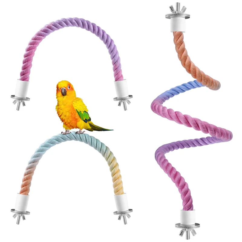 ANA EGO – 3 Pcs Perches Corde pour Oiseaux Gradient (2 Courtes + 1 Longue)