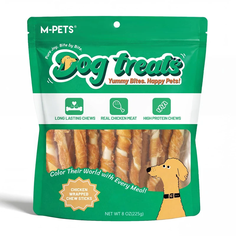 M-PETS Friandises pour Chiens — Bâtonnets au Poulet Enrobés, 30 Pièces, Entraînement Chiots Petits et Moyens
