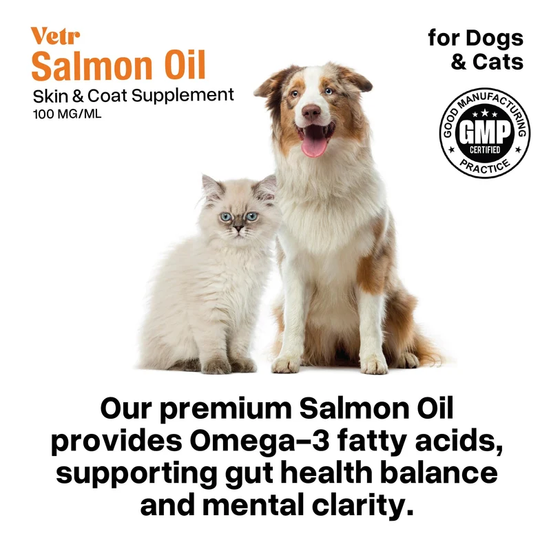 Vetr Huile Saumon Norvégien pour Chiens et Chats – Pure, Oméga-3 & Pelage Brillant
