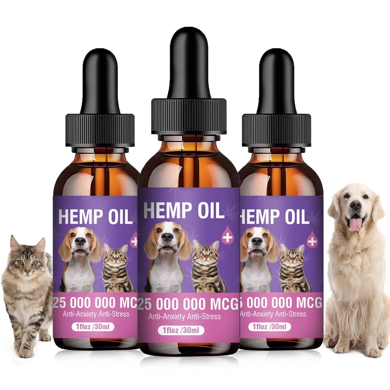 Tcllka huile de chanvre pour chiens et chats — Pack triple 30 ml | Apaisement potentiel et confort