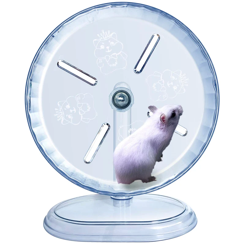 lazYYzal Roue Silencieuse pour Hamsters – Roue d’Exercice Tranquille Ø 8,3 po, Support Réglable (Blanc)