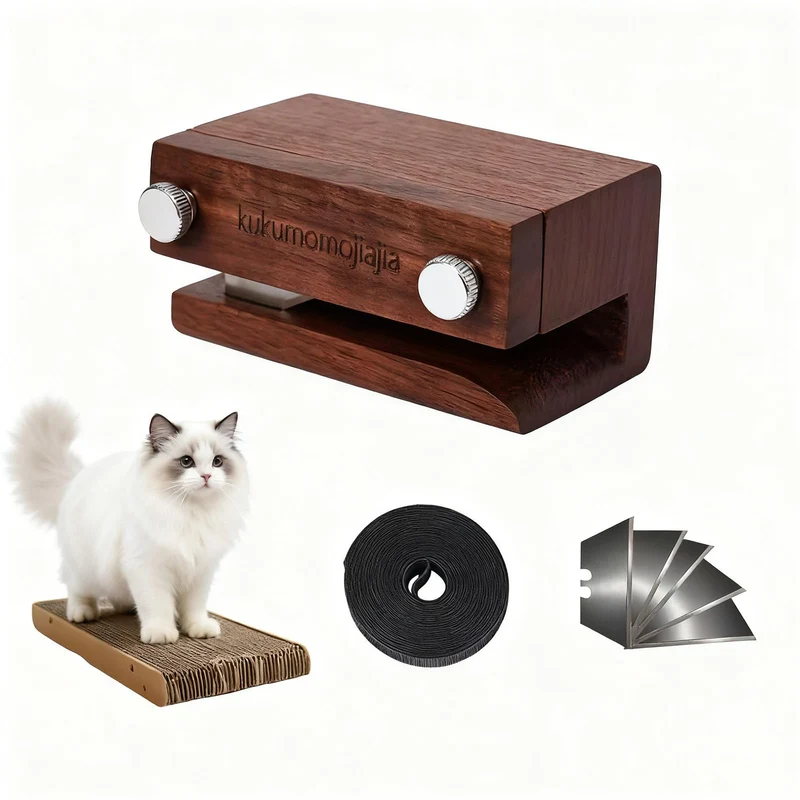 Découpeur de carton pour griffoirs de chat – Cutter en bois de noyer noir, outil de bricolage