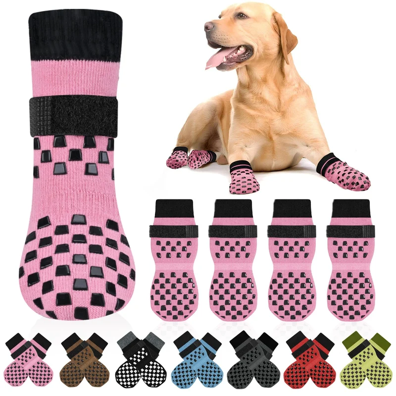 AIEDOULER Chaussettes Anti-Dérapantes pour Chien — Traction et Protection des Pattes