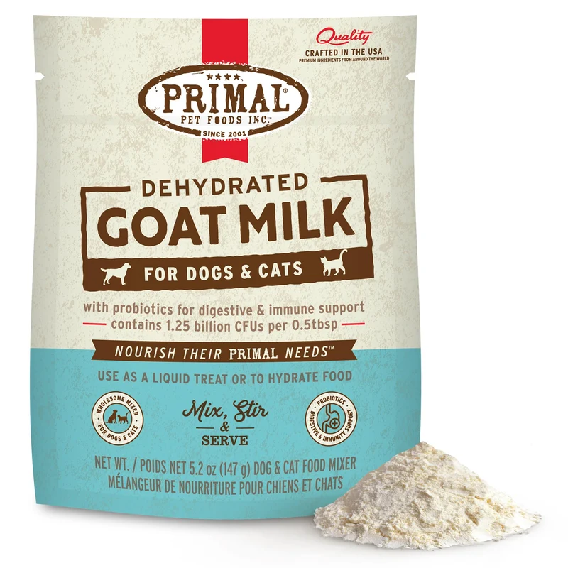 Primal Pet Foods – Lait de chèvre en poudre Original Recette pour chiens et chats | Hydratation, Probiotiques et Immunité