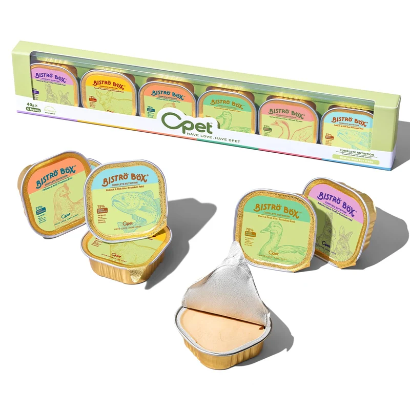 OPET Pâté Humide pour Chat — Sans Céréales, Recette Équilibrée, 6 Saveurs, 6 x 40 g