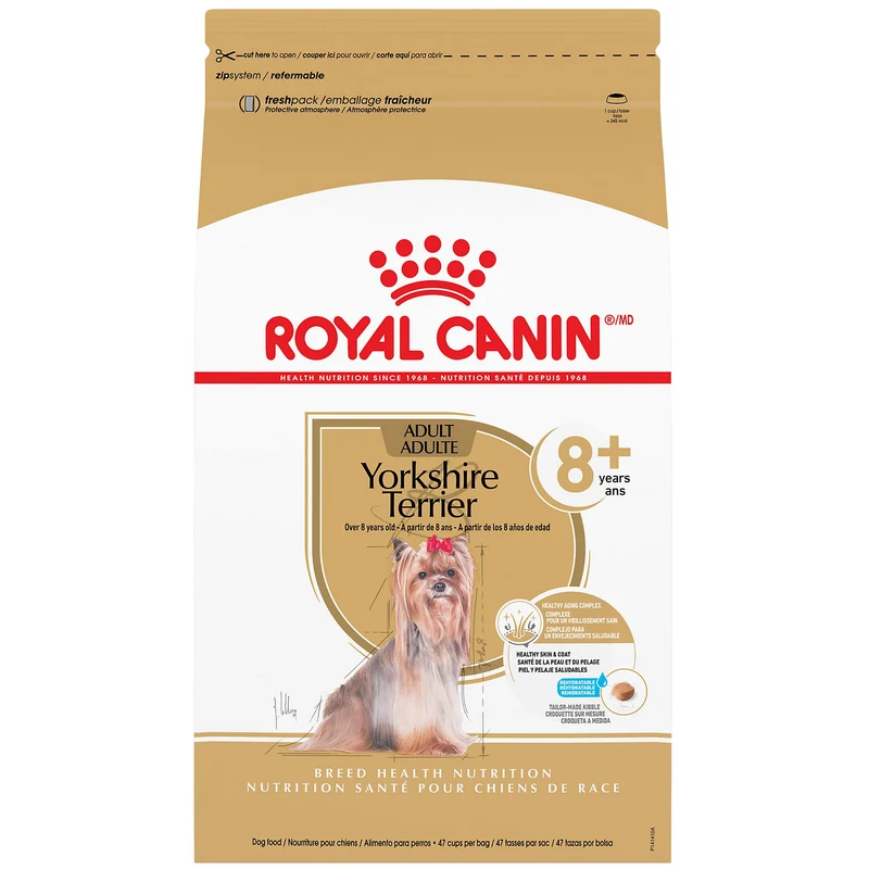 ROYAL CANIN Breed Health Nutrition Yorkshire Terrier 8+ Senior – Croquettes sèches pour Yorkshire Terrier âgé, sac 1,13 kg