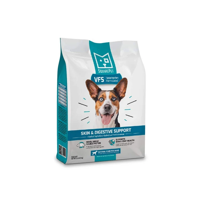 SquarePet VFS – Nourriture sèche pour chien, protéine hydrolysée, peau et digestion, saveur porc – 4,4 lb