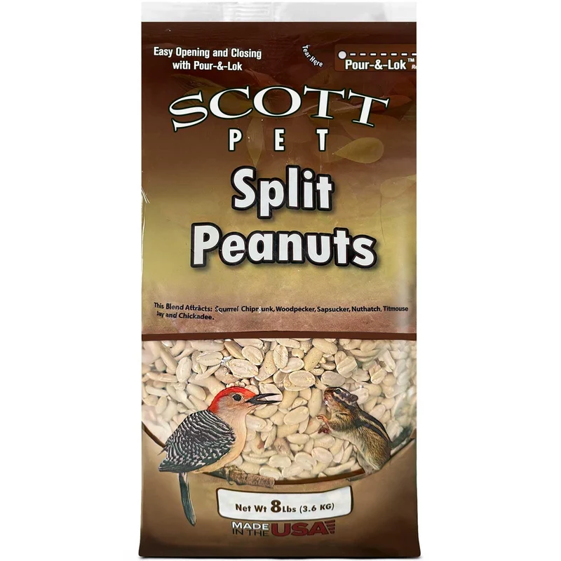 Scott Pet Arachides fendues sans coque - 8 livres | Protéines et fibres pour oiseaux sauvages extérieurs